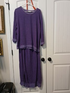 DONNA Purple LinenTop and Skirt Set